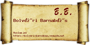 Bolvári Barnabás névjegykártya