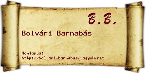 Bolvári Barnabás névjegykártya