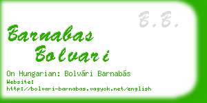barnabas bolvari business card